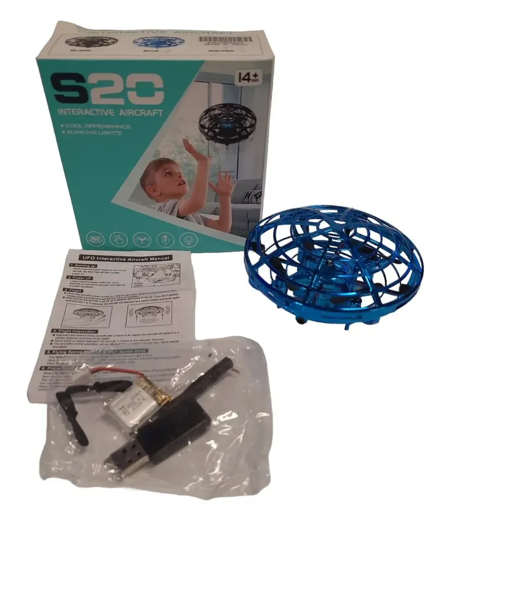 Interactive Flying Drone Aircraft Toy Ages 14+ Metallic Blue SCO Blinking Lights